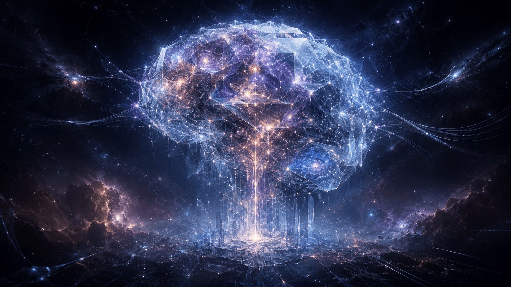 AGI artificial general intelligence arrival timeline concept with glowing neural network visualization