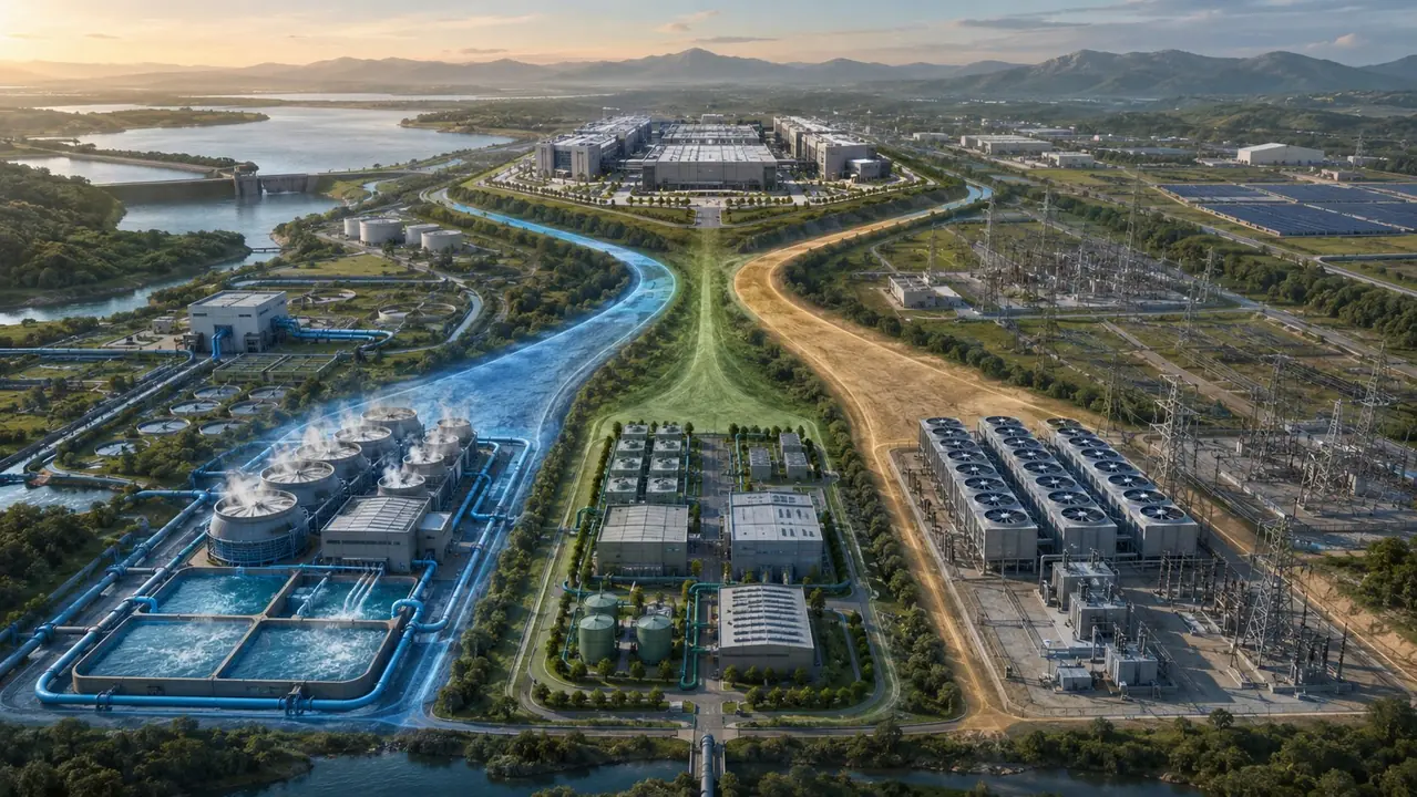 AI data center cooling scenarios with water intensive dry cooling and hybrid cooling paths