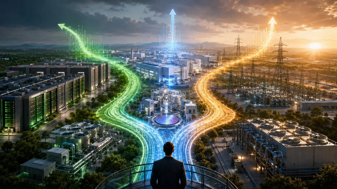 AI infrastructure stock scenarios across data centers chips power grids and cooling systems