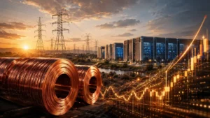Copper price forecast concept with AI data centers and power grid demand