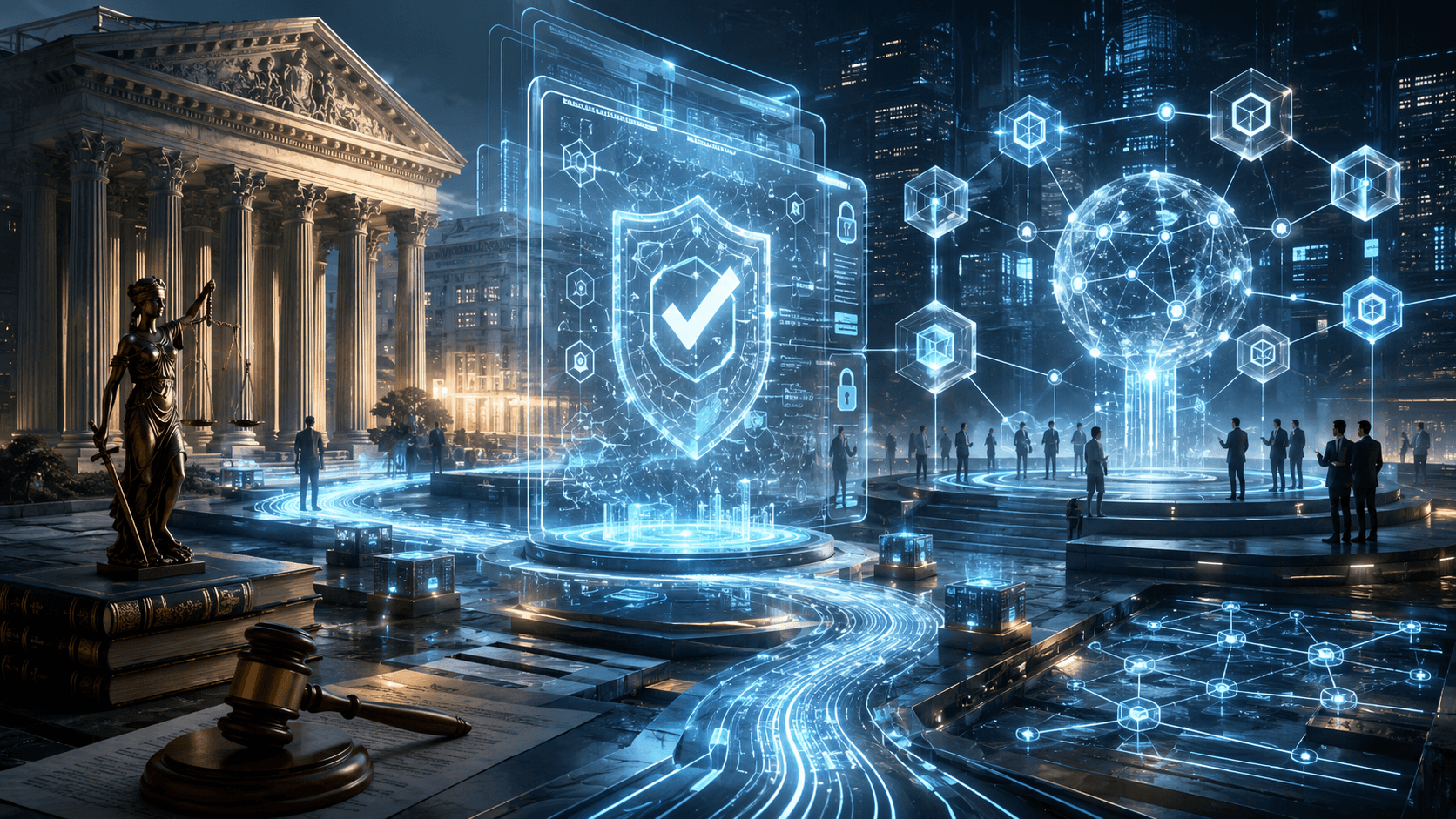 DeFi regulation concept with smart contracts and compliance layers