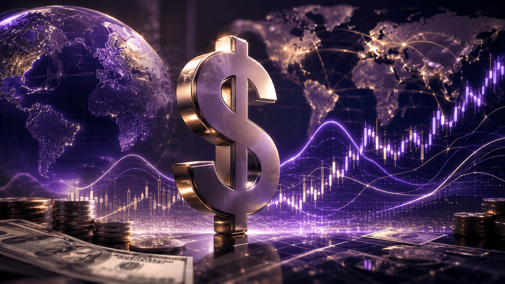 Dollar index DXY forecast 2026 with currency exchange and global financial markets concept