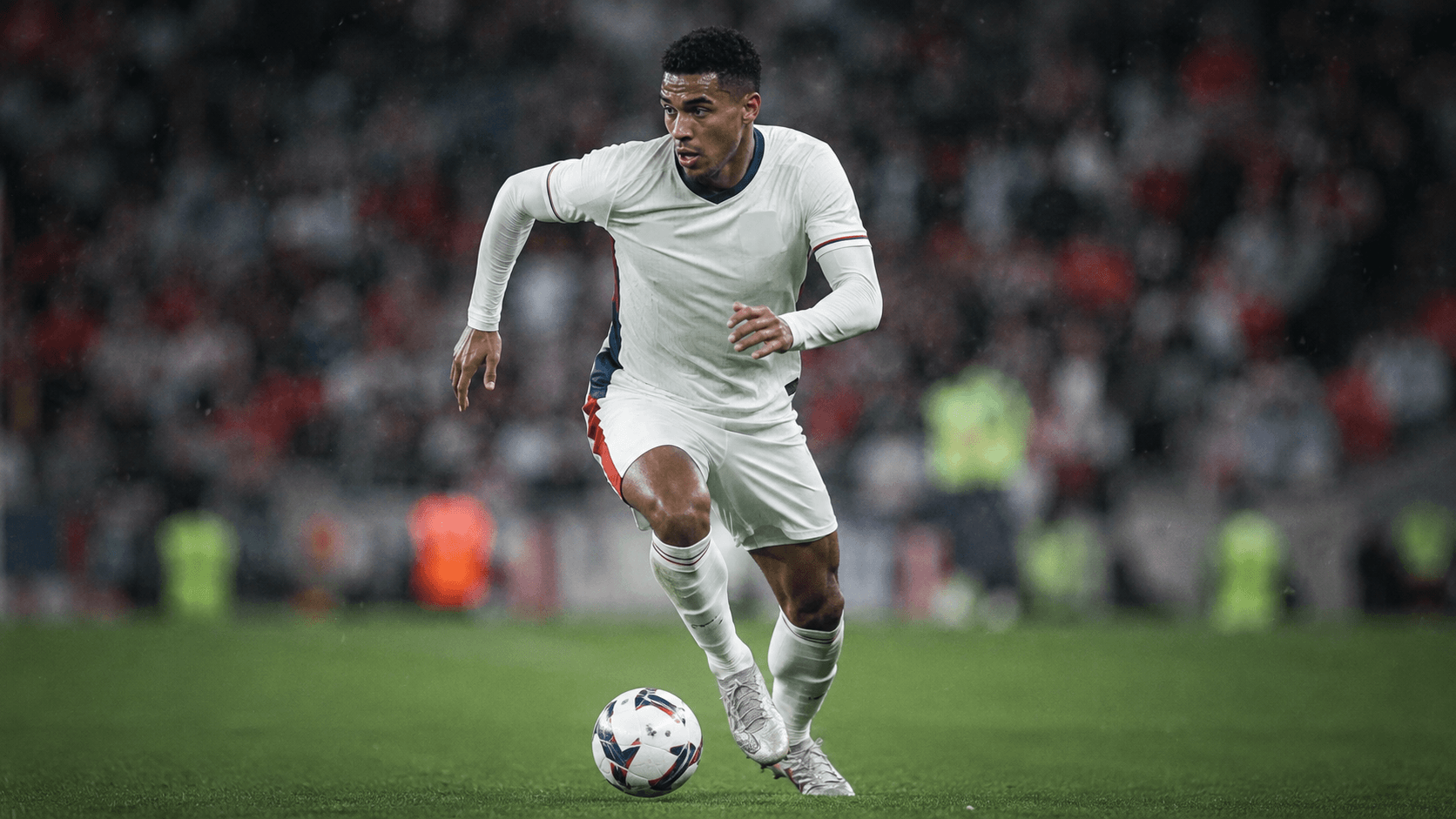 England footballer in 2026 World Cup match action