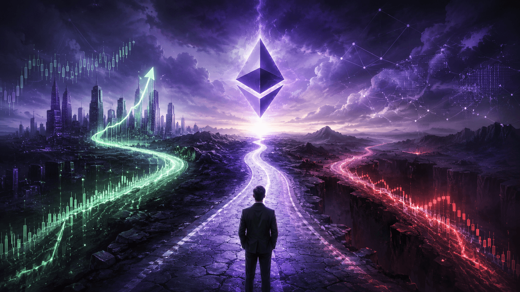 Ethereum bullish base and bearish price scenario paths