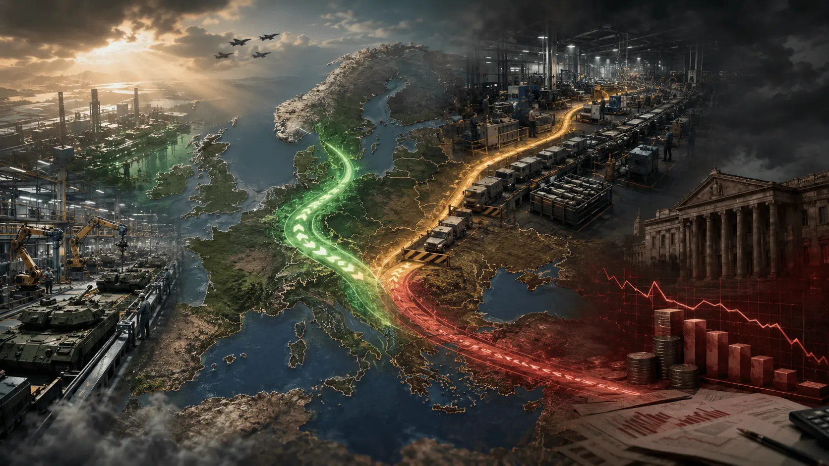 Europe defense spending scenarios with rearmament, bottlenecks, and fiscal pressure