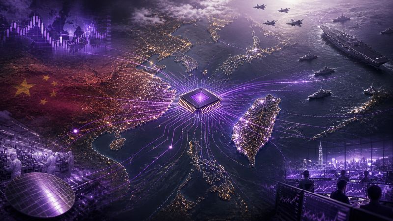 Global semiconductor supply chain and Taiwan strategic importance concept with Pacific geopolitical connections