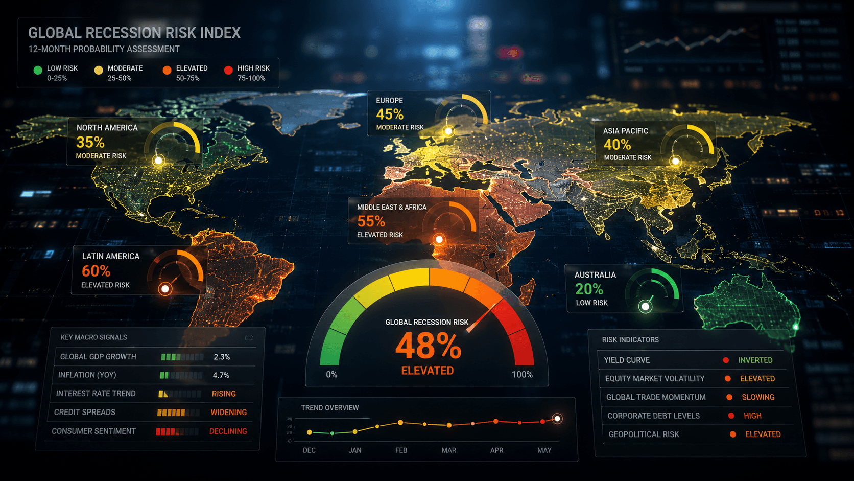Recession probability indicators 2026 global economic risk