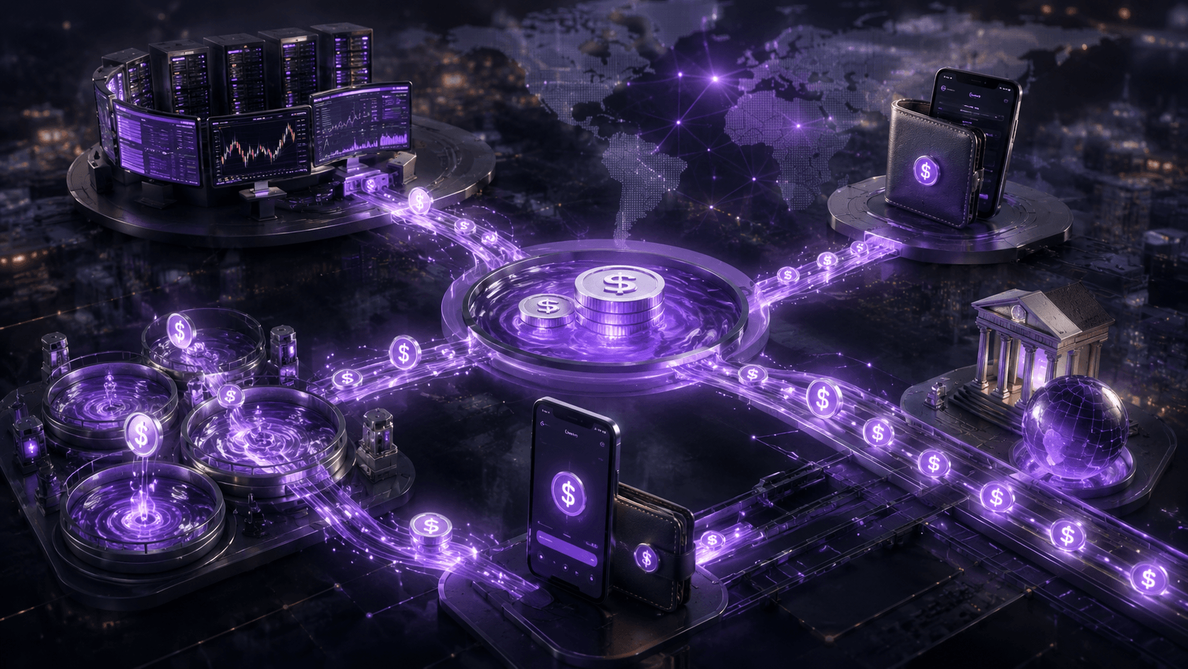 Stablecoin liquidity network connecting exchanges DeFi and payment rails