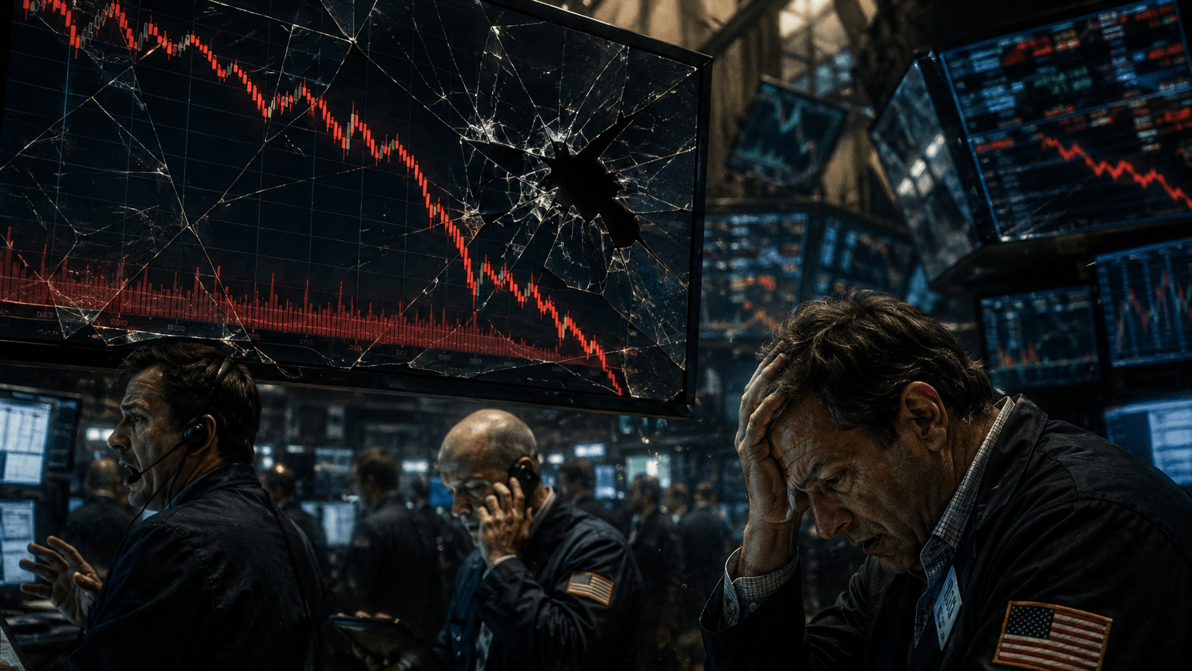 Stock market crash 2026 odds with declining chart and financial risk visualization