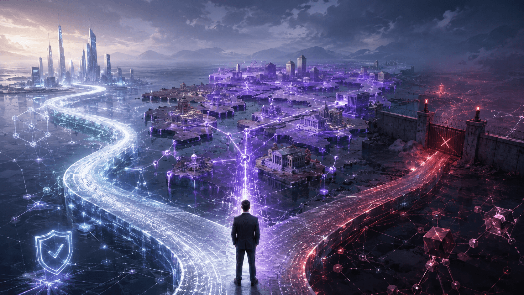 Three crypto regulation scenarios shown as diverging market pathways