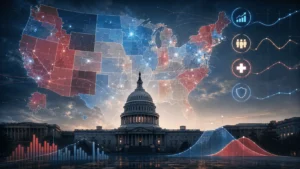 US midterm elections 2026 forecasting concept with Congress and probability paths