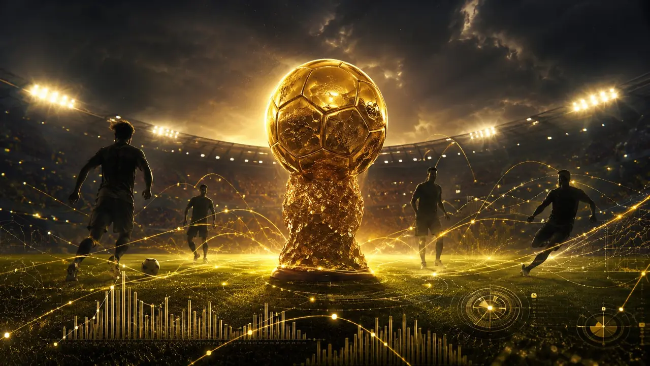World Cup 2026 Golden Ball prediction with player silhouettes and performance paths