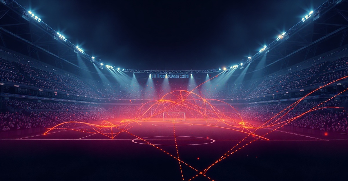 Netherlands national football team tactical concept with orange and dark navy abstract formations and World Cup 2026 stadium backdrop