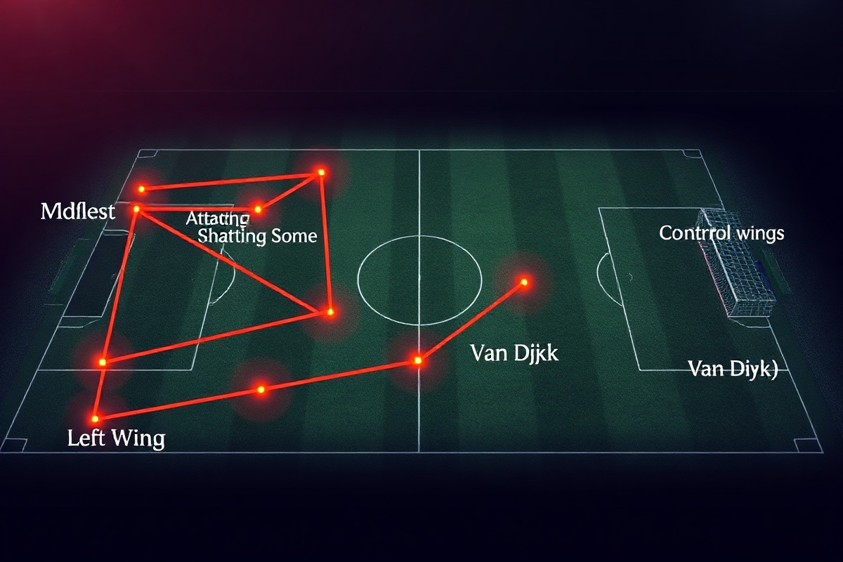 Netherlands tactical formation analysis with Gakpo attacking channel, De Jong midfield control, and Van Dijk defensive structure visualization