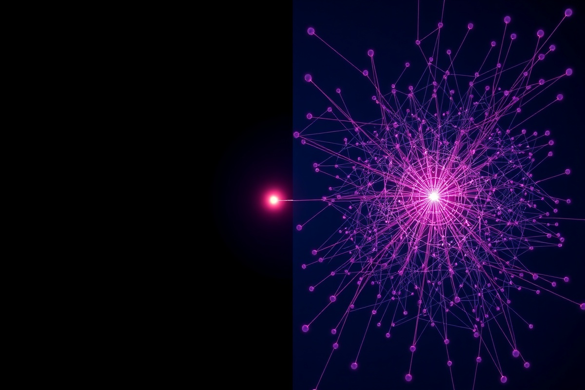 Abstract network diagram comparing Bitcoin scarcity model with Ethereum settlement layer activity
