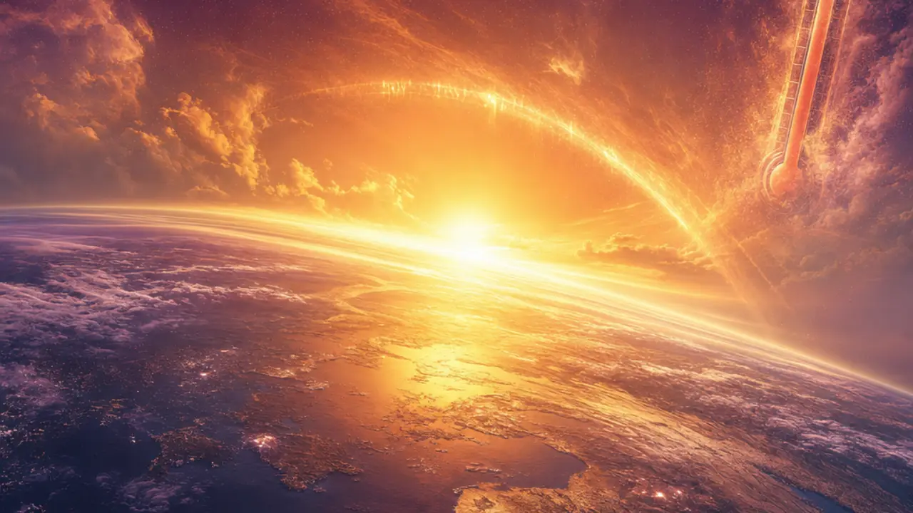 Earth's horizon radiating heat over ocean and continents, illustrating record global temperatures in 2026