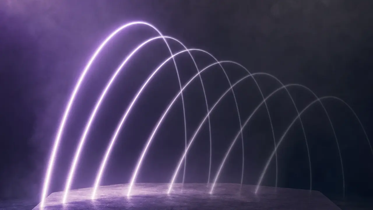 Age curve visualization over an octagon floor showing performance rising then fading with time