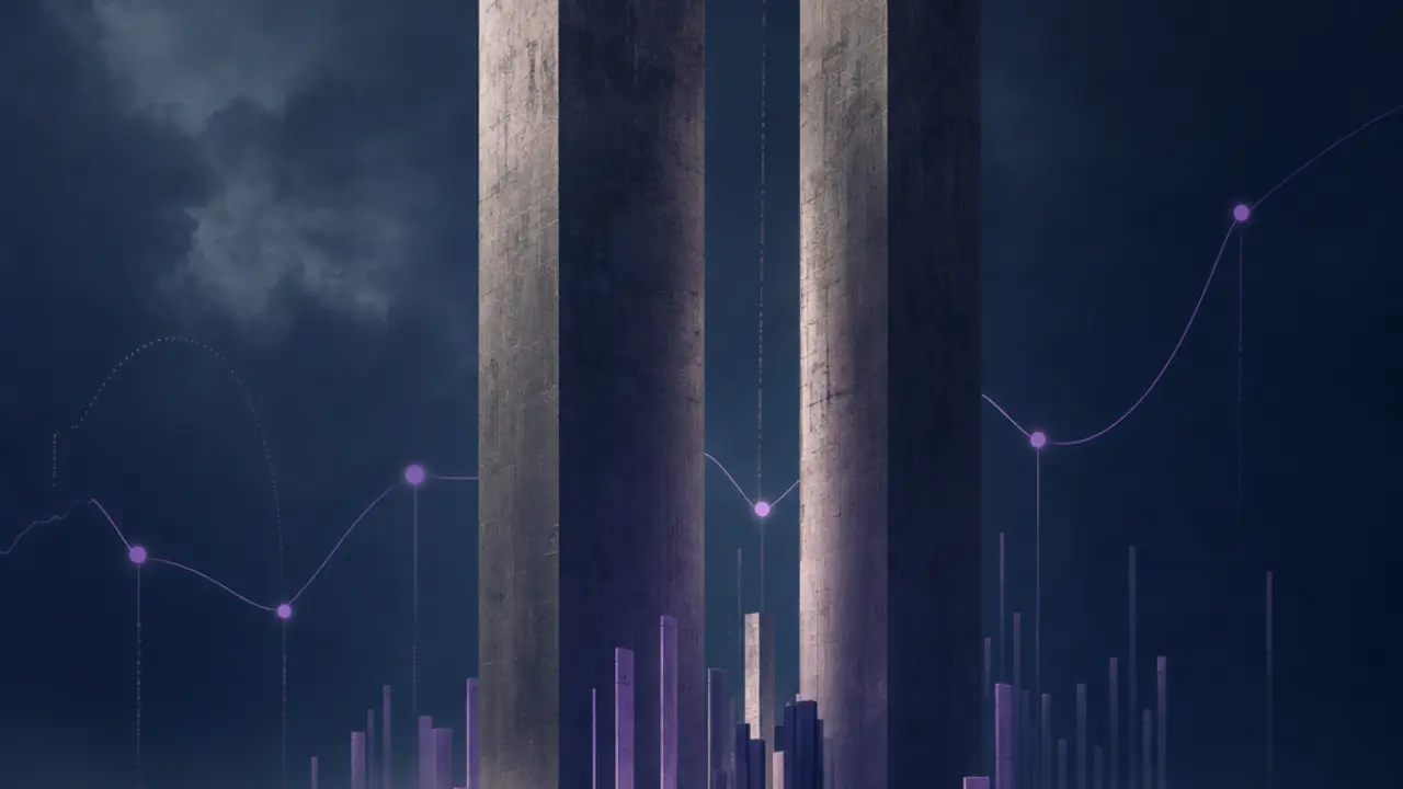 Conceptual illustration of two dominant market towers with emerging challengers rising around them
