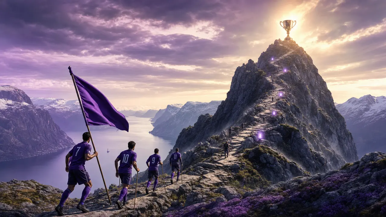 Norway's path to the World Cup final visualized as a mountain ascent with checkpoints