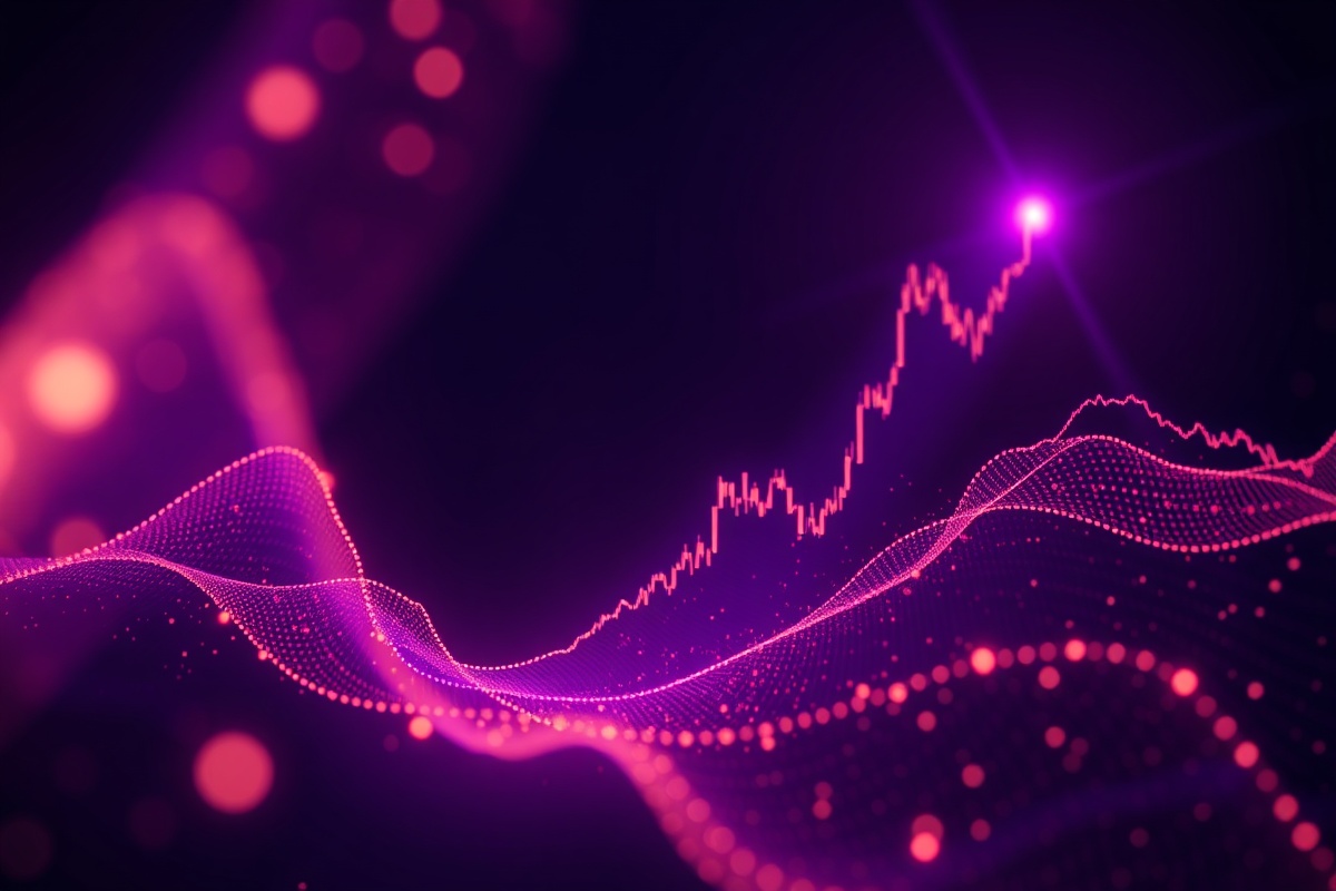Abstract visualization of prediction market liquidity depth and order book activity