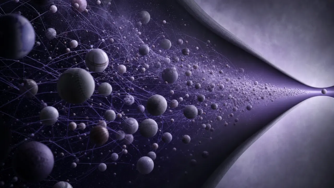 Abstract narrow probability funnel where many outcome paths converge unpredictably